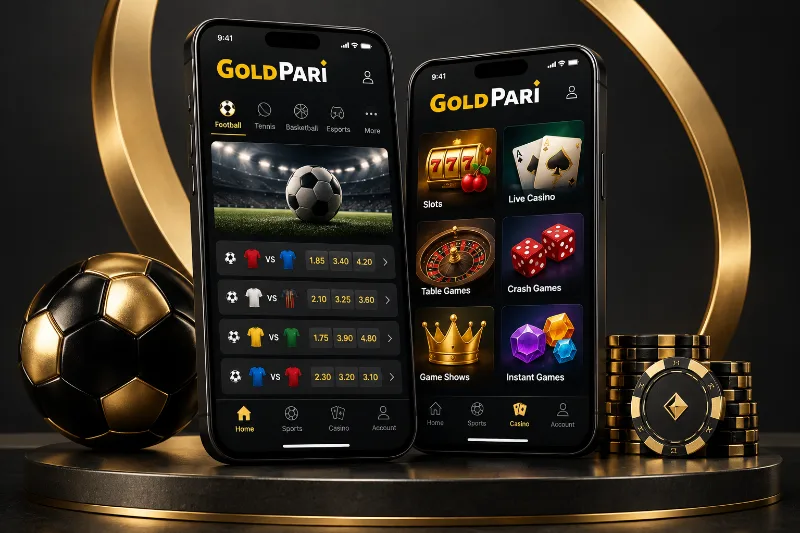 Gold Pari illustrated on two mobile devices